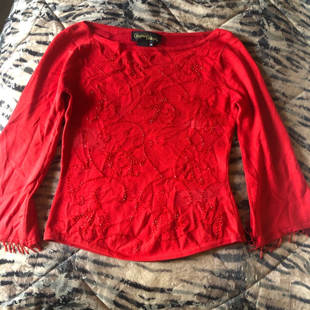 Beaded red top